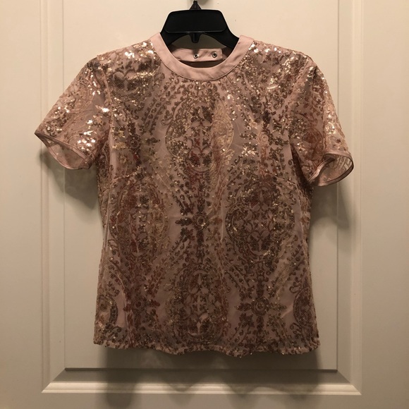 New York & Company Tops - NY & Company Eva Mendes Mauve Pink Sequins Blouse Top XS